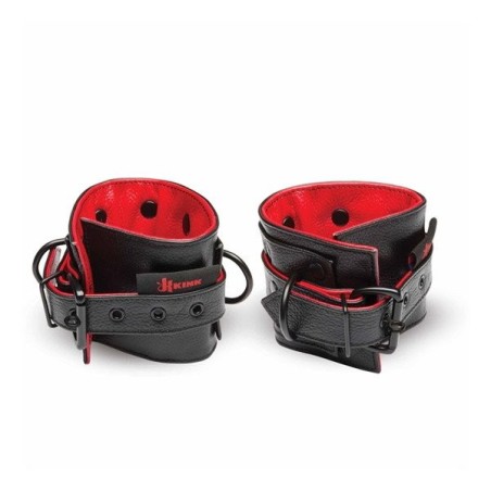 Leather Submissive Accessories Ankle Restraints - Black| Red