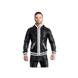 Mister B Leather Hoodie With Stripes