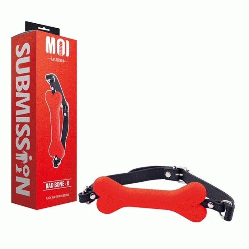 Bad Bone - R | Plastic Head Gag With Red Bone