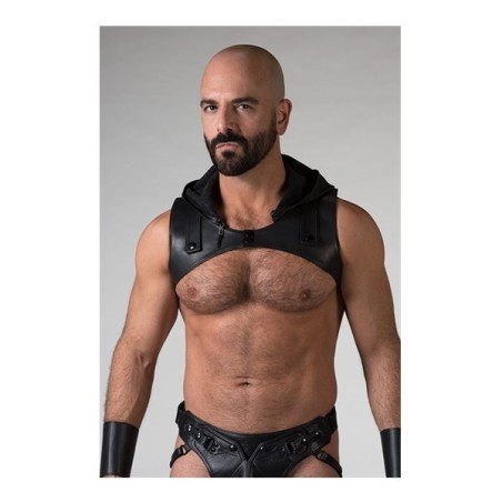 Leather Sleeveless Crop Hoodie