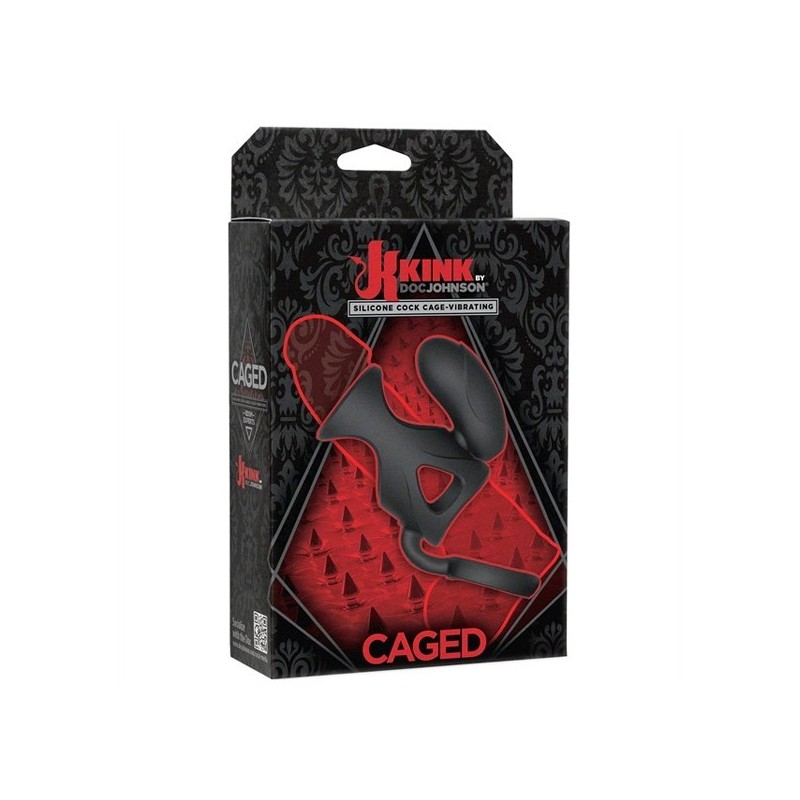 Caged Vibrating Silicone Cock Cage With Ball Strap - Black
