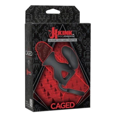 Caged Vibrating Silicone Cock Cage With Ball Strap - Black