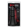 Vibrating Silicone Butt Plug Ridged 20 cm. (8 inch) - Black