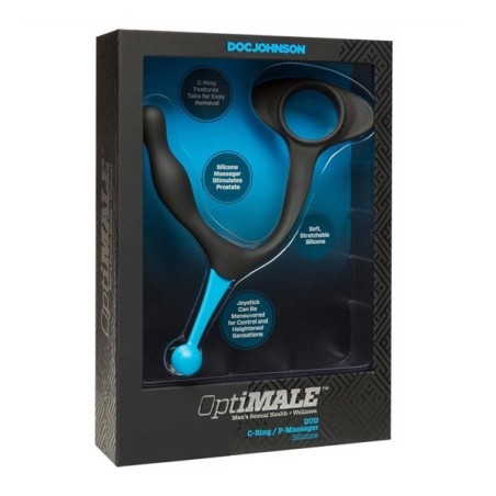 OptiMALE Duo Silicone C-Ring / P-Massager - Black