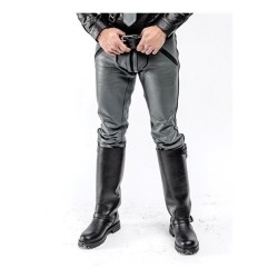 Mister B Leather FXXXer Jeans Grey With Black Piping