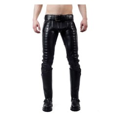Leather Indicator Jeans Black Stitching-Piping