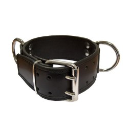 Leather Slave Collar D-Rings Broad